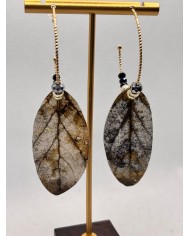 PENDIENTES ARTESANOS DE HOJA NATURAL ESQUELETIZADA