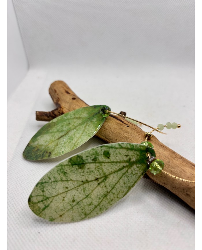PENDIENTES ARTESANOS DE HOJA NATURAL ESQUELETIZADA