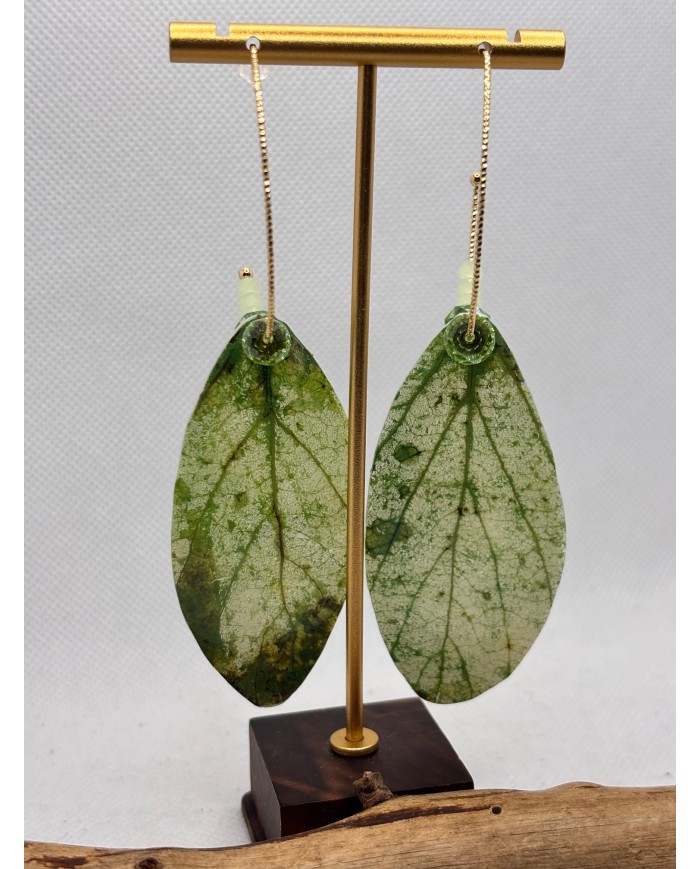 PENDIENTES ARTESANOS DE HOJA NATURAL ESQUELETIZADA