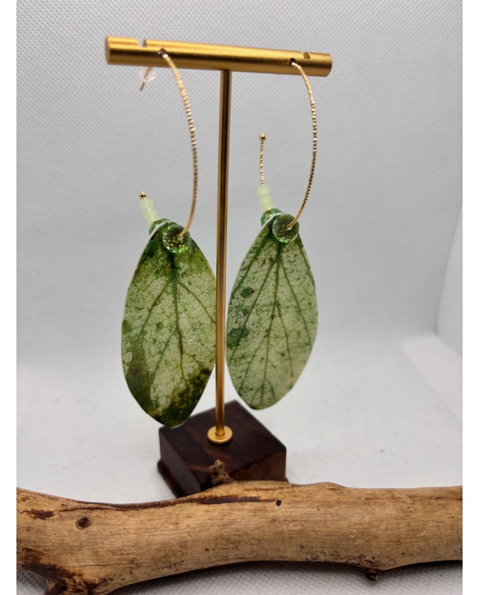 PENDIENTES ARTESANOS DE HOJA NATURAL ESQUELETIZADA