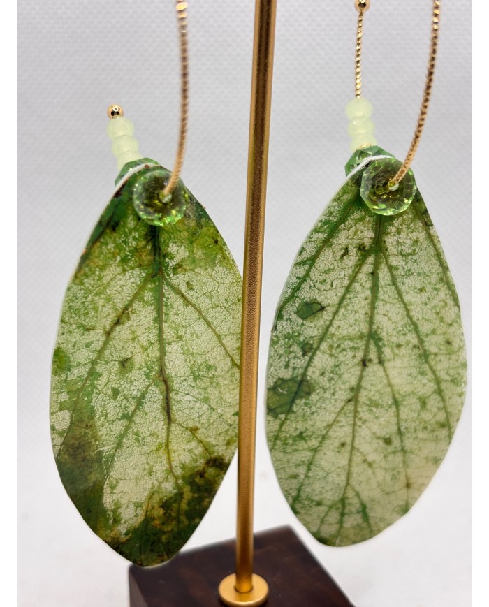 PENDIENTES ARTESANOS DE HOJA NATURAL ESQUELETIZADA