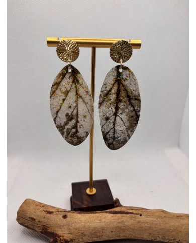 PENDIENTES ARTESANOS DE HOJA NATURAL ESQUELETIZADA