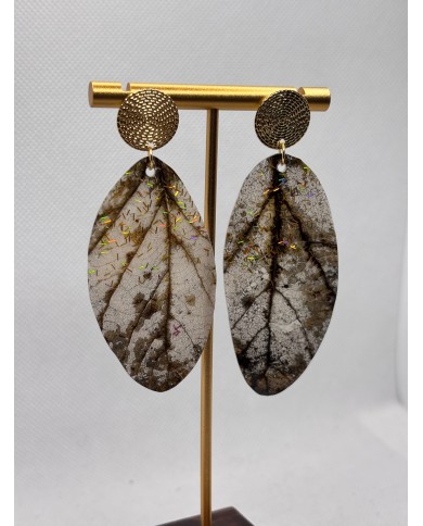 PENDIENTES ARTESANOS DE HOJA NATURAL ESQUELETIZADA