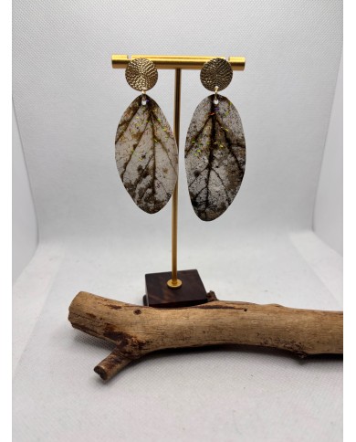 PENDIENTES ARTESANOS DE HOJA NATURAL ESQUELETIZADA