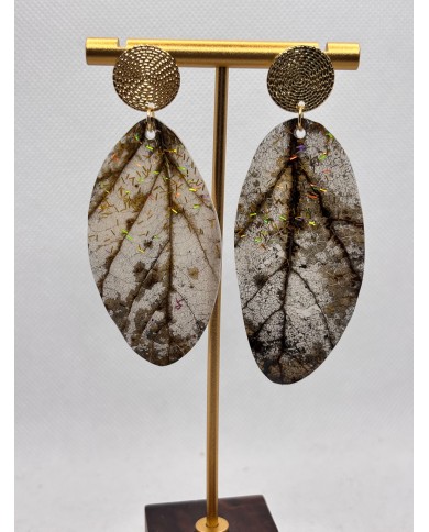 PENDIENTES ARTESANOS DE HOJA NATURAL ESQUELETIZADA