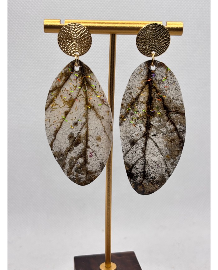 PENDIENTES ARTESANOS DE HOJA NATURAL ESQUELETIZADA