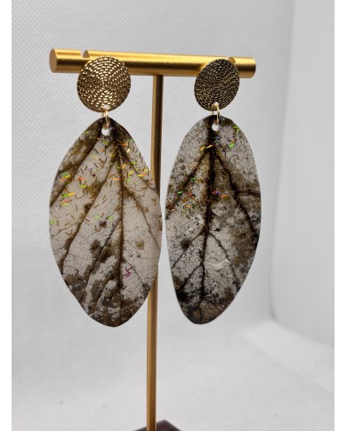 PENDIENTES ARTESANOS DE HOJA NATURAL ESQUELETIZADA