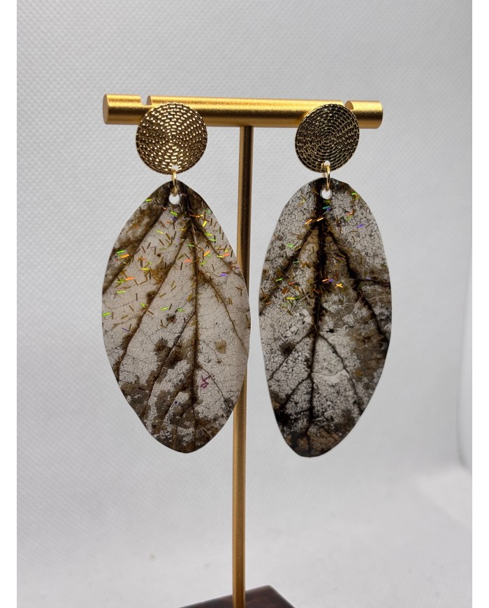 PENDIENTES ARTESANOS DE HOJA NATURAL ESQUELETIZADA