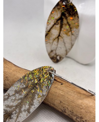 PENDIENTES DE HOJA NATURAL ESQUELETIZADA