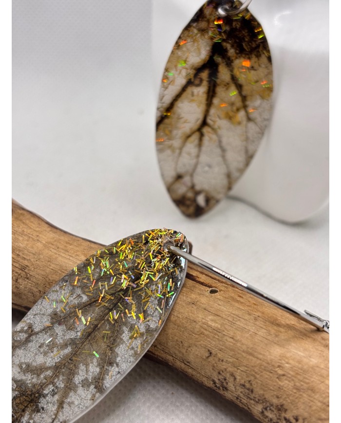 PENDIENTES DE HOJA NATURAL ESQUELETIZADA