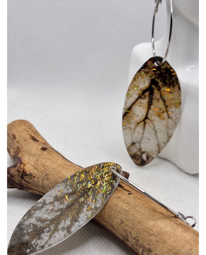 PENDIENTES DE HOJA NATURAL ESQUELETIZADA