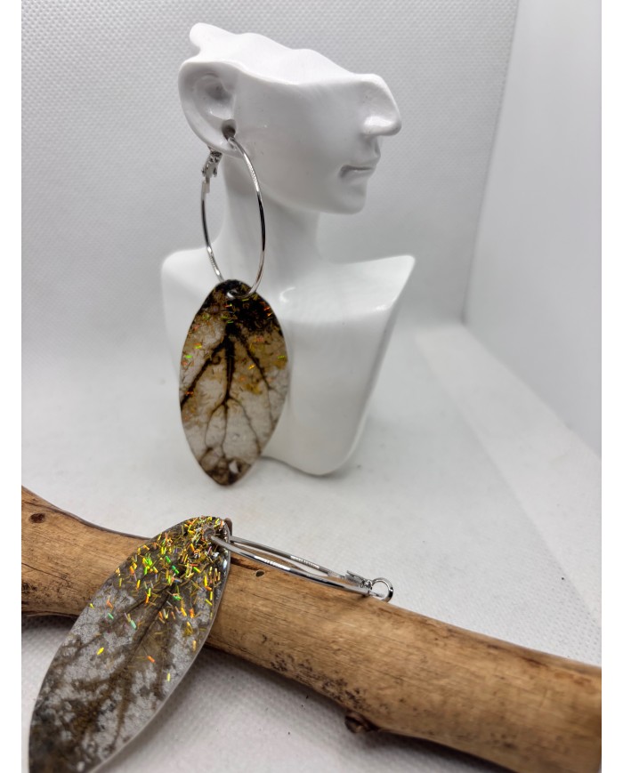 PENDIENTES DE HOJA NATURAL ESQUELETIZADA