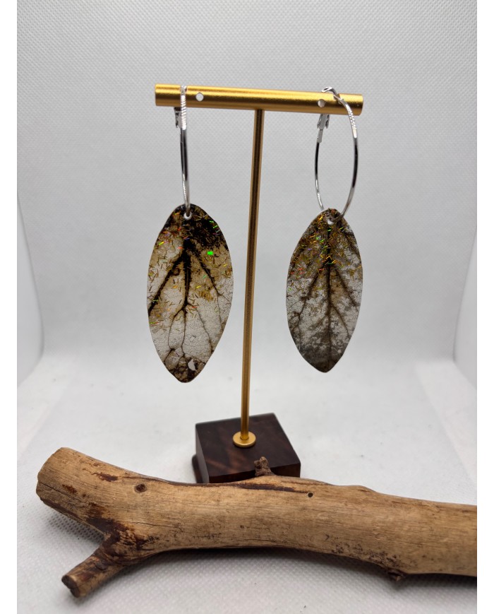 PENDIENTES DE HOJA NATURAL ESQUELETIZADA