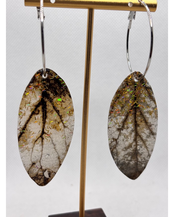 PENDIENTES DE HOJA NATURAL ESQUELETIZADA