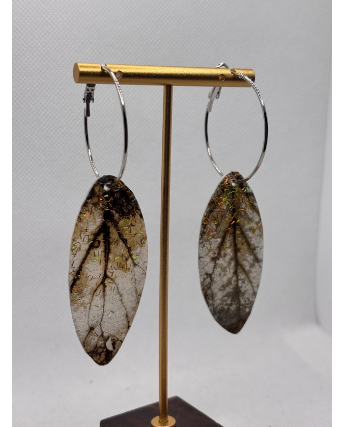 PENDIENTES DE HOJA NATURAL ESQUELETIZADA