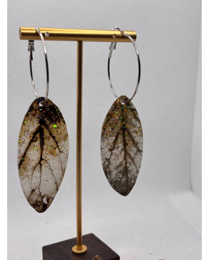 PENDIENTES DE HOJA NATURAL ESQUELETIZADA