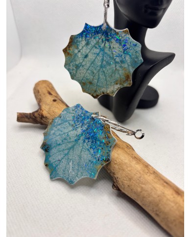 PENDIENTES ARTESANOS DE HOJA DE ÁLAMO