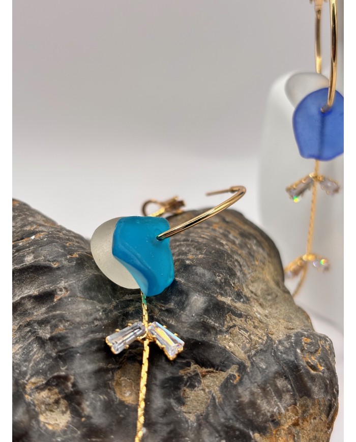 PENDIENTES ARTESANOS DE CRISTAL MARINO