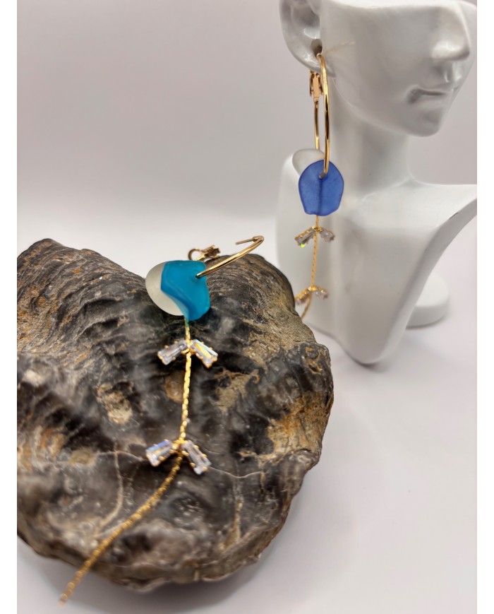 PENDIENTES ARTESANOS DE CRISTAL MARINO