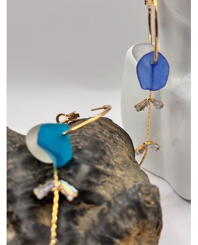 PENDIENTES ARTESANOS DE CRISTAL MARINO