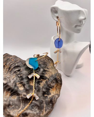 PENDIENTES ARTESANOS DE CRISTAL MARINO