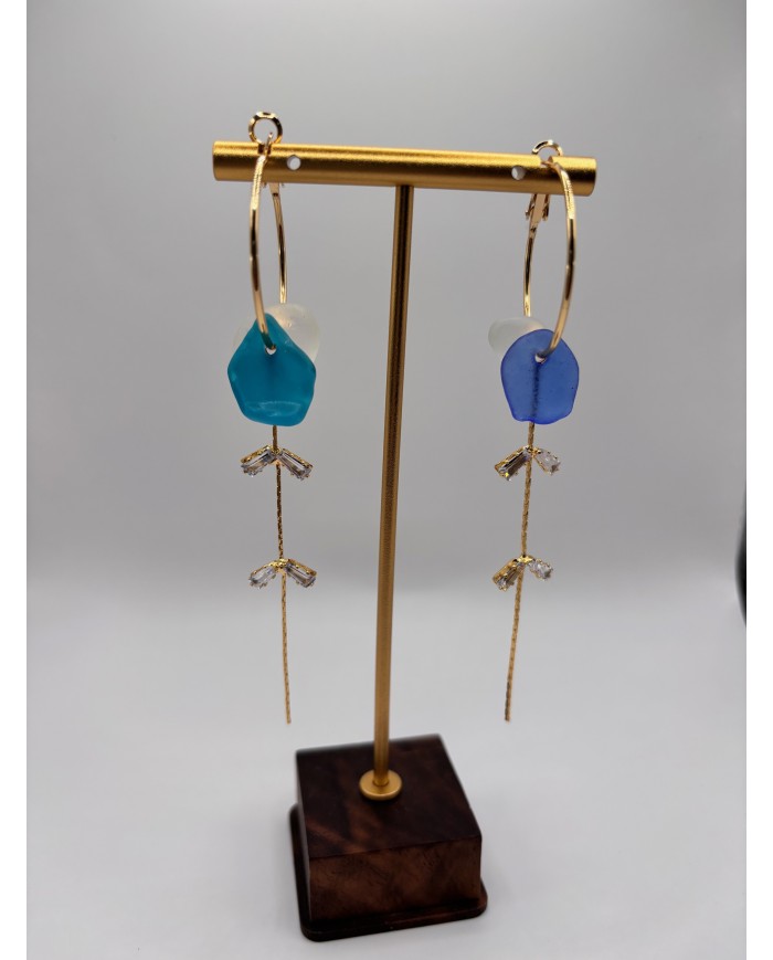 PENDIENTES ARTESANOS DE CRISTAL MARINO