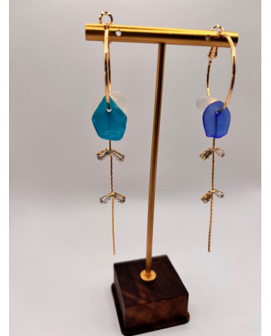 PENDIENTES ARTESANOS DE CRISTAL MARINO