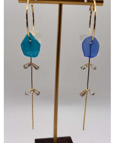 PENDIENTES ARTESANOS DE CRISTAL MARINO