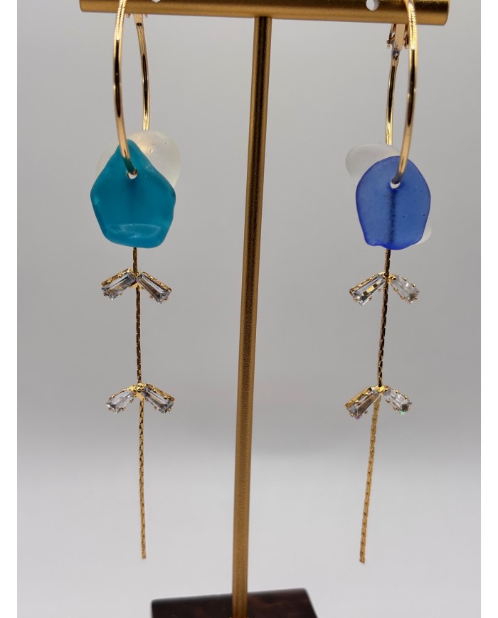 PENDIENTES ARTESANOS DE CRISTAL MARINO