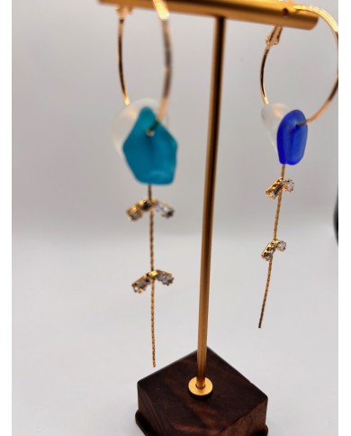 PENDIENTES ARTESANOS DE CRISTAL MARINO
