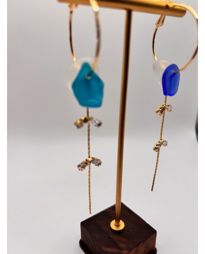 PENDIENTES ARTESANOS DE CRISTAL MARINO