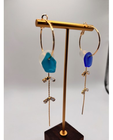 PENDIENTES ARTESANOS DE CRISTAL MARINO