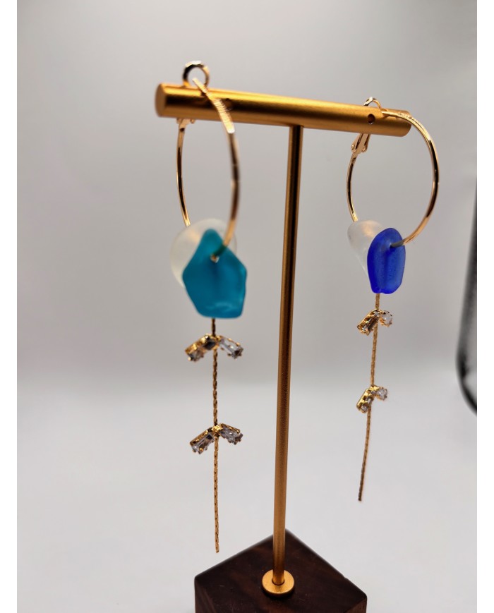 PENDIENTES ARTESANOS DE CRISTAL MARINO