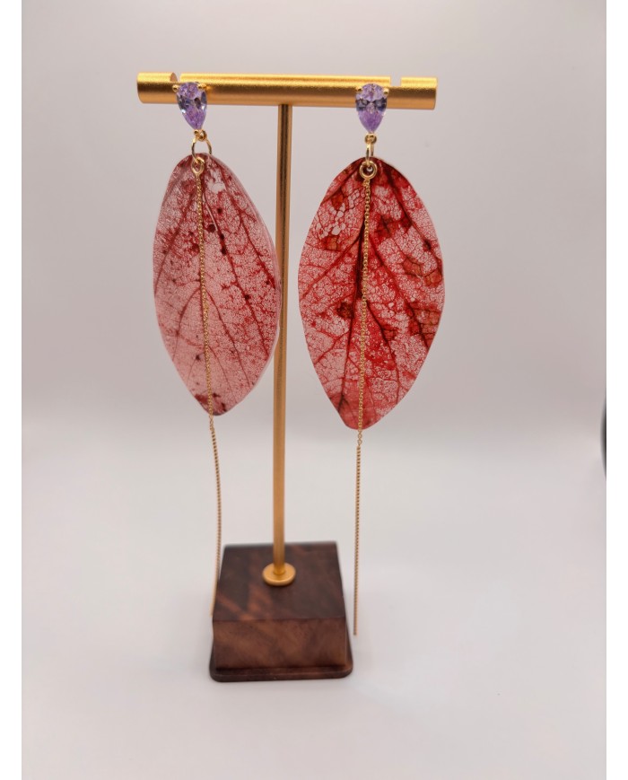 PENDIENTES DE HOJA NATURAL ESQUELETIZADA