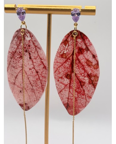 PENDIENTES DE HOJA NATURAL ESQUELETIZADA