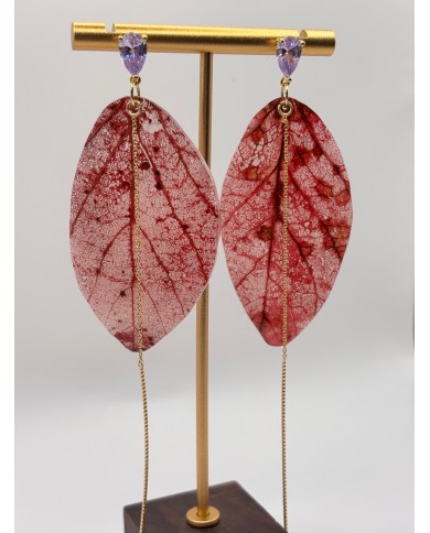 PENDIENTES DE HOJA NATURAL ESQUELETIZADA