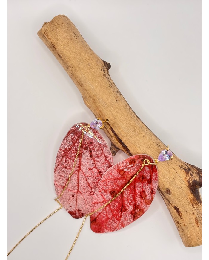 PENDIENTES DE HOJA NATURAL ESQUELETIZADA