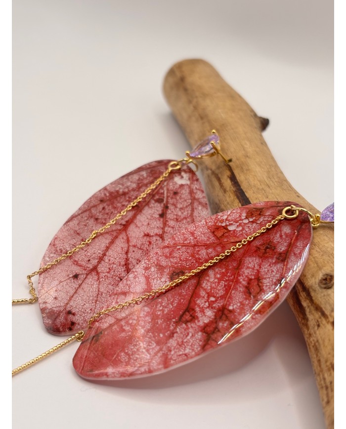 PENDIENTES DE HOJA NATURAL ESQUELETIZADA