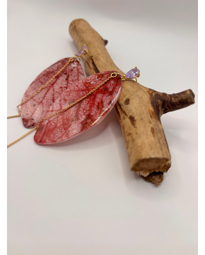 PENDIENTES DE HOJA NATURAL ESQUELETIZADA