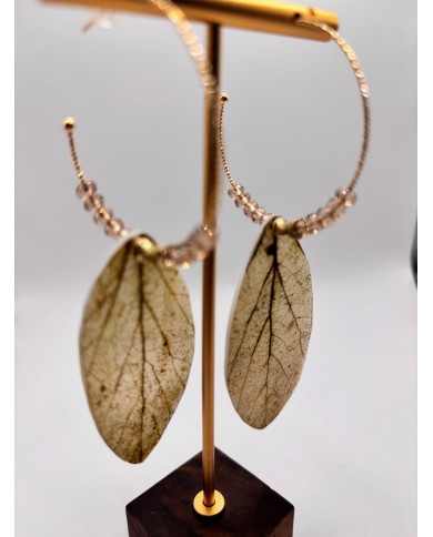 PENDIENTES ARTESANOS DE HOJA NATURAL ESQUELETIZADA