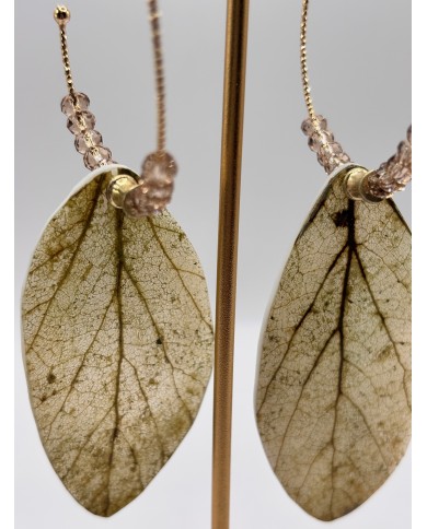 PENDIENTES ARTESANOS DE HOJA NATURAL ESQUELETIZADA