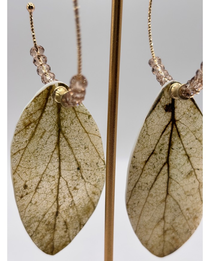 PENDIENTES ARTESANOS DE HOJA NATURAL ESQUELETIZADA