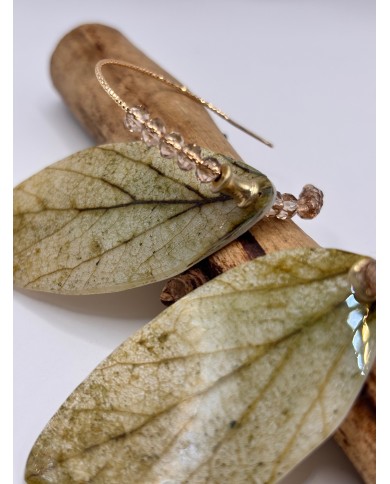 PENDIENTES ARTESANOS DE HOJA NATURAL ESQUELETIZADA