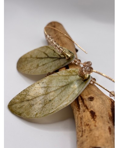 PENDIENTES ARTESANOS DE HOJA NATURAL ESQUELETIZADA