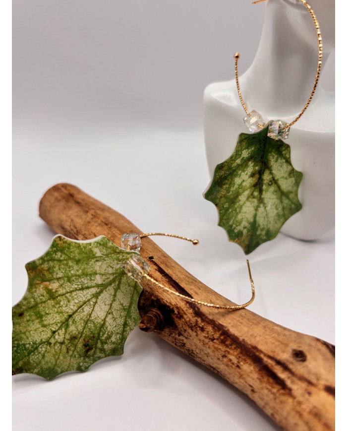 PENDIENTES ARTESANOS DE HOJA NATURAL ESQUELETIZADA