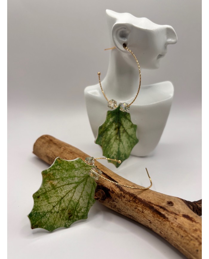 PENDIENTES ARTESANOS DE HOJA NATURAL ESQUELETIZADA