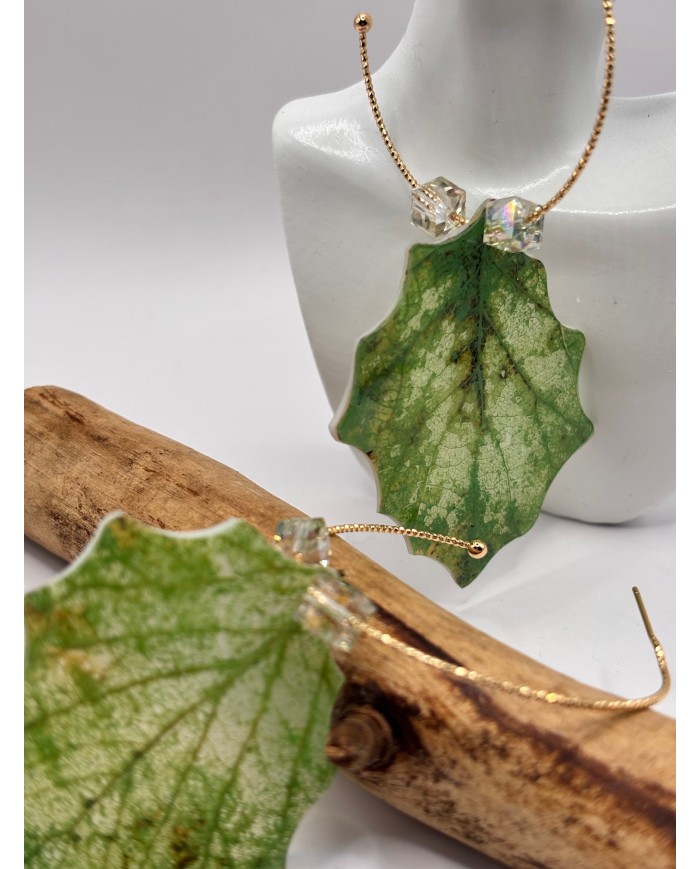 PENDIENTES ARTESANOS DE HOJA NATURAL ESQUELETIZADA