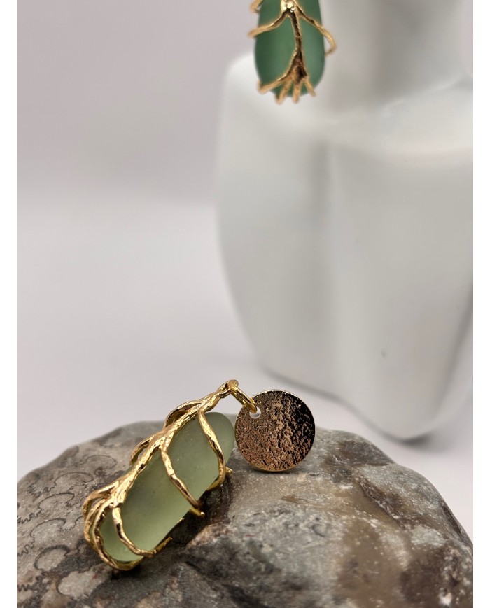 PENDIENTES ARTESANOS DE CRISTAL MARINO O LÁGRIMAS DE SIRENA