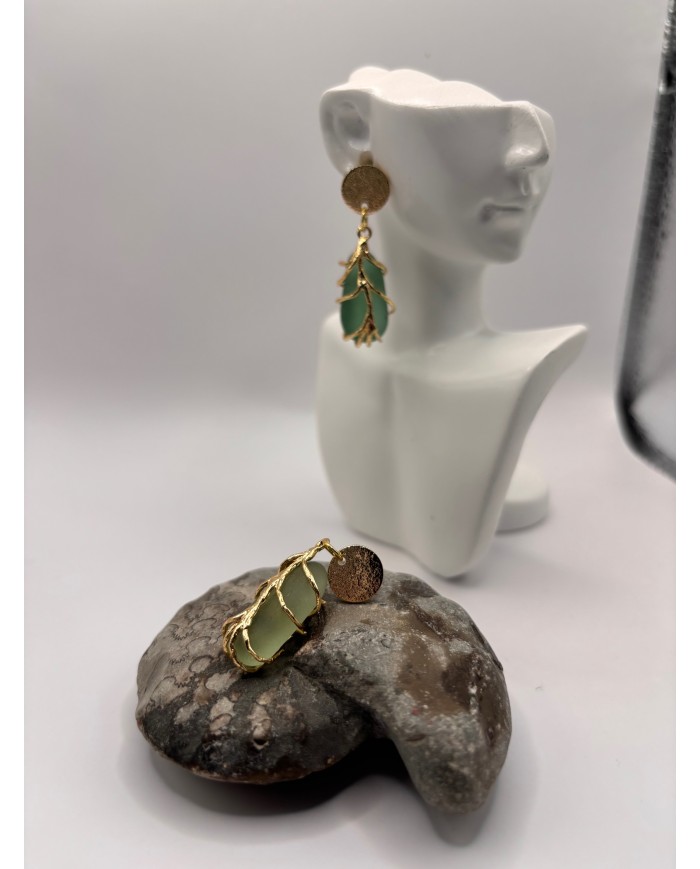 PENDIENTES ARTESANOS DE CRISTAL MARINO O LÁGRIMAS DE SIRENA