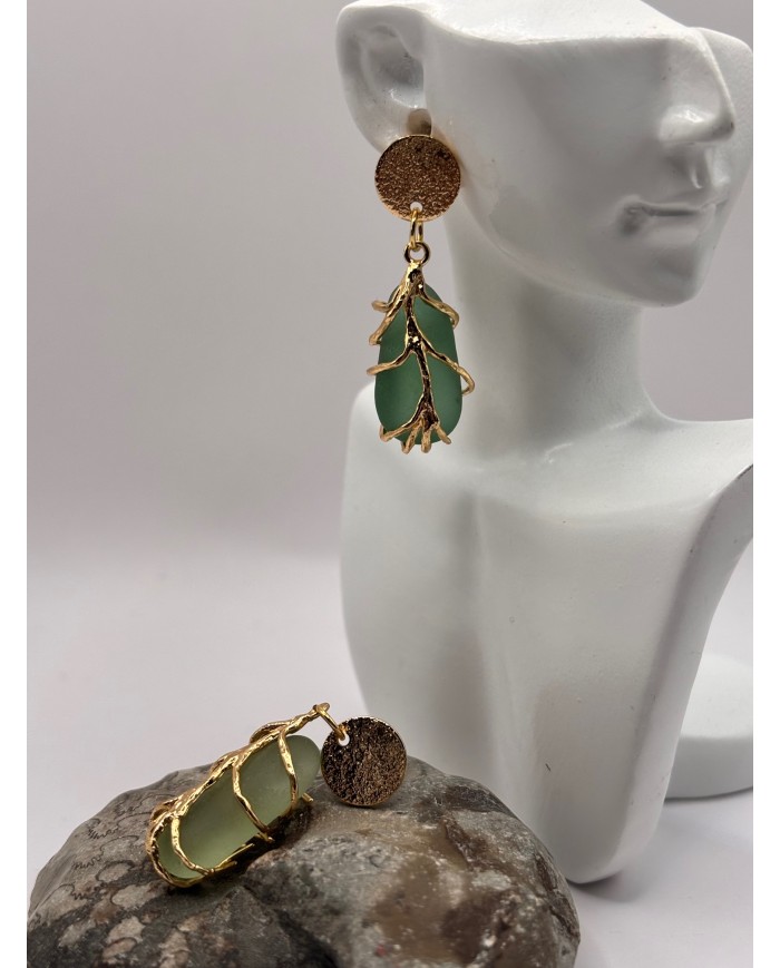 PENDIENTES ARTESANOS DE CRISTAL MARINO O LÁGRIMAS DE SIRENA